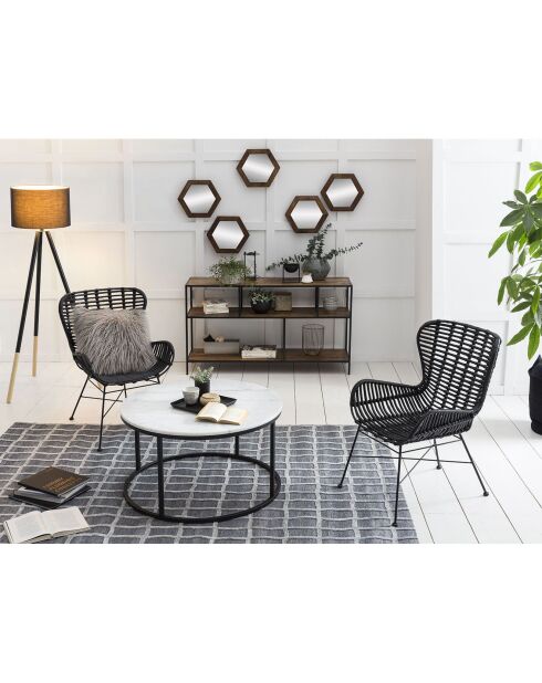 Schwarzer Rattanstuhl - 50x60x84,5 cm