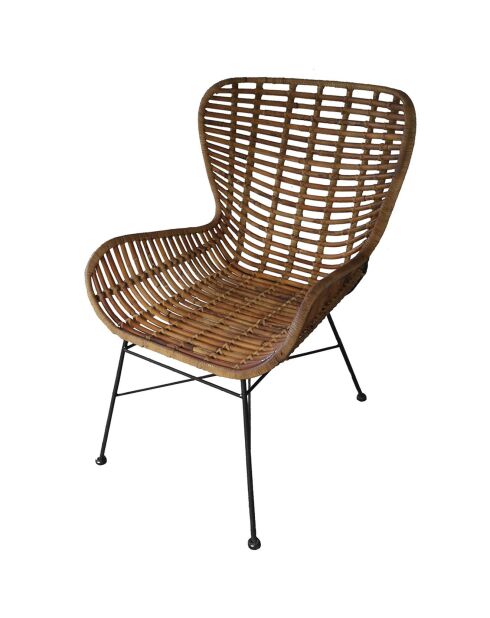 Sedia in rattan marrone/nero - 60x70x88 cm