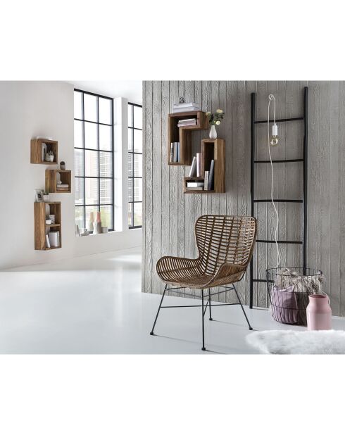 Sedia in rattan marrone/nero - 60x70x88 cm