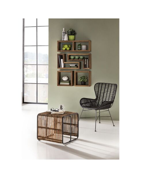 Sedia in rattan marrone/nero - 60x70x88 cm