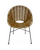 Sillón de ratán marrón/negro - 70x63x88 cm