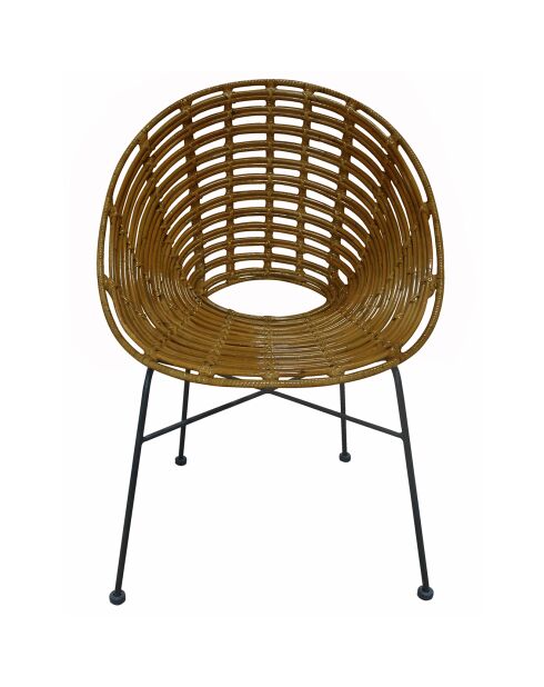 Sillón de ratán marrón/negro - 70x63x88 cm