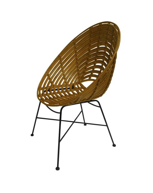 Sillón de ratán marrón/negro - 70x63x88 cm