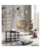 Sillón de ratán marrón/negro - 70x63x88 cm