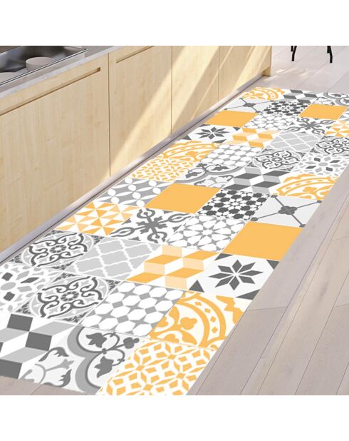 Tapis vinyle Patio jaune/gris - 50x100 cm