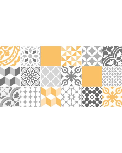 Tapis vinyle Patio jaune/gris - 50x100 cm