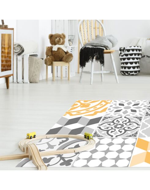 Tapis vinyle Patio jaune/gris - 50x140 cm