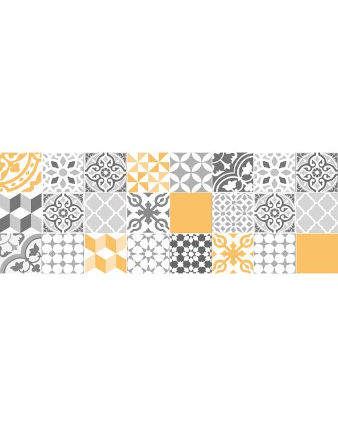 Tapis vinyle Patio jaune/gris - 50x140 cm