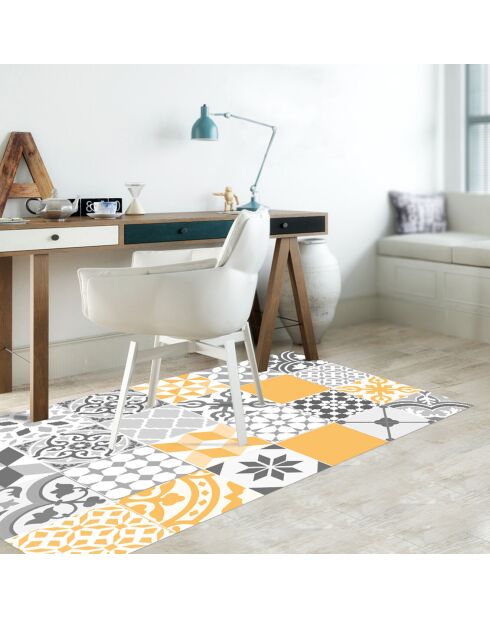 Tapis vinyle Patio jaune/gris - 66x100 cm