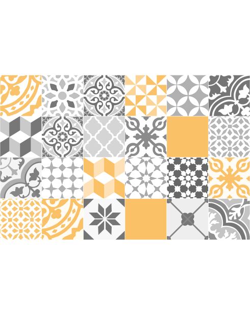 Tapis vinyle Patio jaune/gris - 66x100 cm