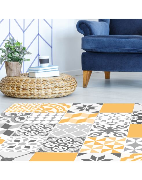 Tapis vinyle Patio jaune/gris - 100x133 cm