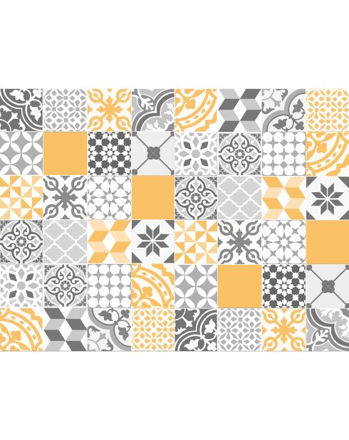 Tapis vinyle Patio jaune/gris - 100x133 cm