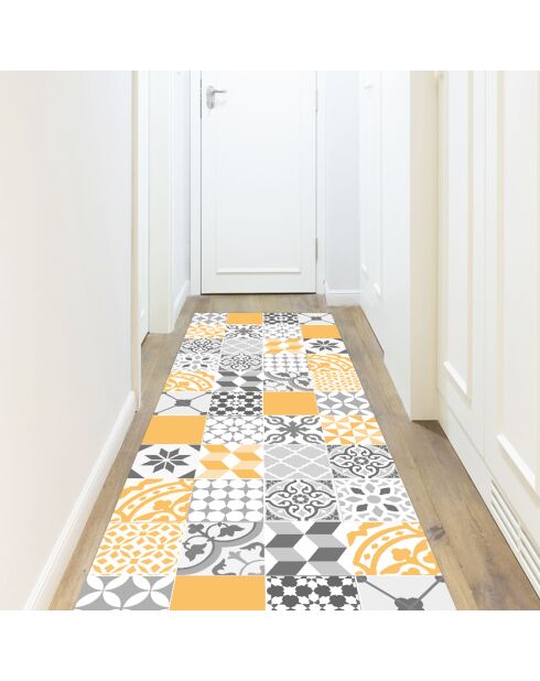 Tapis vinyle Patio jaune/gris - 80x300 cm