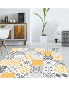Tapis vinyle Patio jaune/gris - 133x200 cm