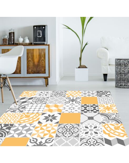 Tapis vinyle Patio jaune/gris - 133x200 cm