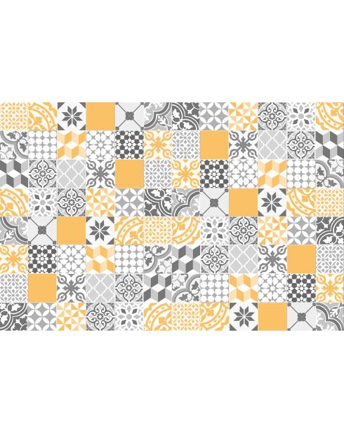 Tapis vinyle Patio jaune/gris - 133x200 cm