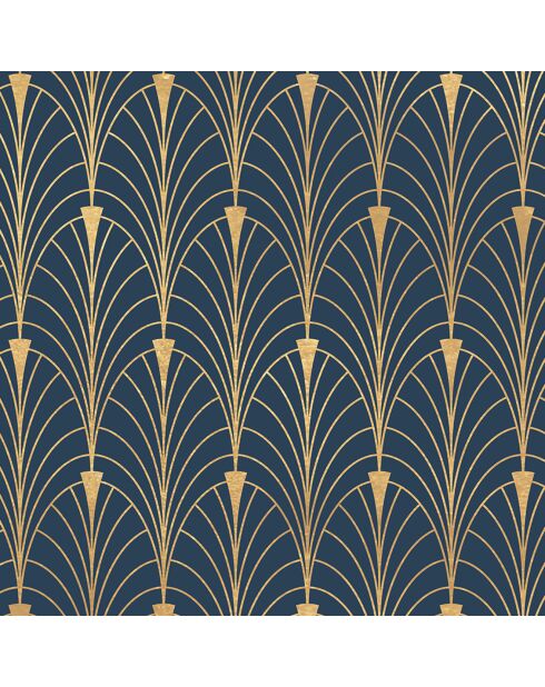 Tête de lit Art-Deco bleu/doré - 170x200 cm