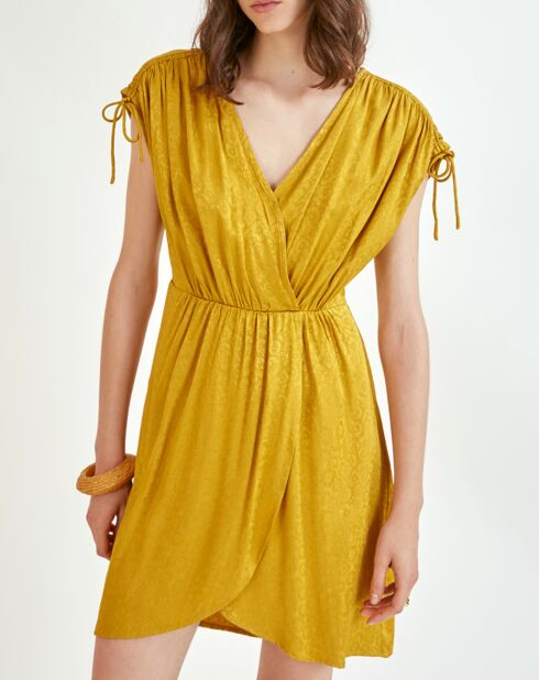 Clarisse Satinkleid mit farblich abgestimmten ockerfarbenen Mustern