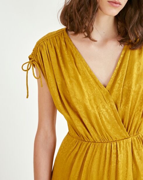 Clarisse Satinkleid mit farblich abgestimmten ockerfarbenen Mustern