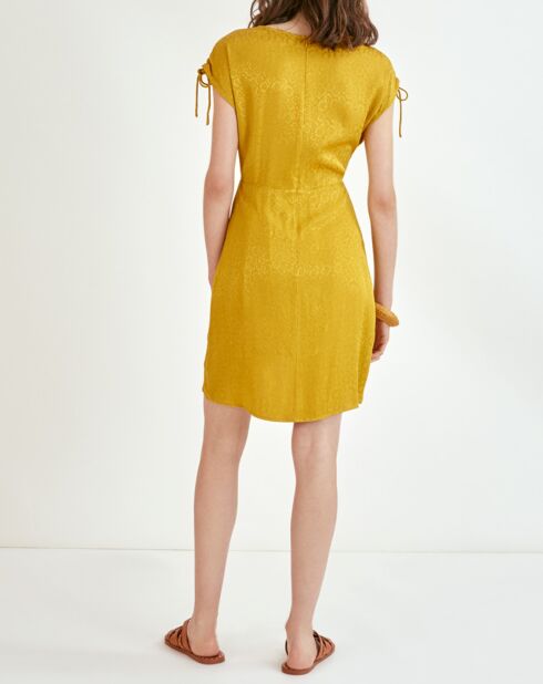 Clarisse Satinkleid mit farblich abgestimmten ockerfarbenen Mustern