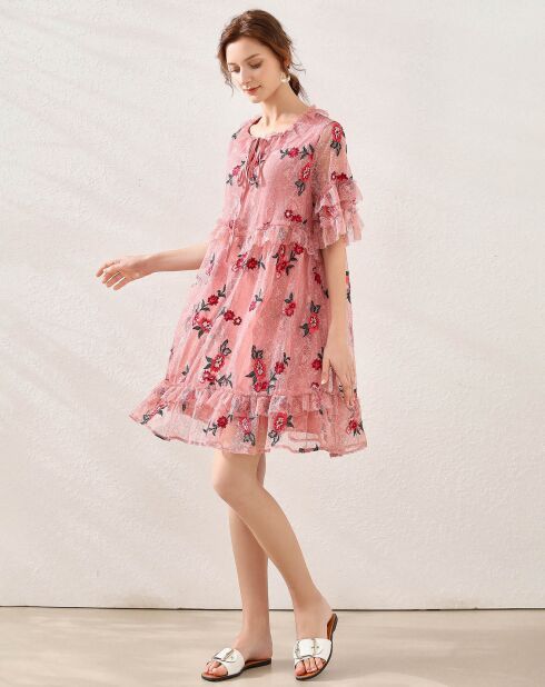 Robe Sophia imprimée rose/rouge