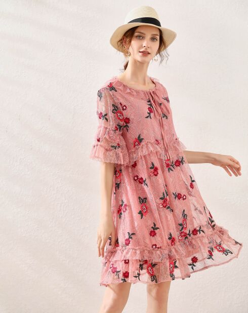 Robe Sophia imprimée rose/rouge