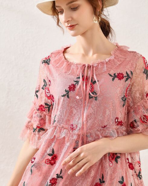 Robe Sophia imprimée rose/rouge