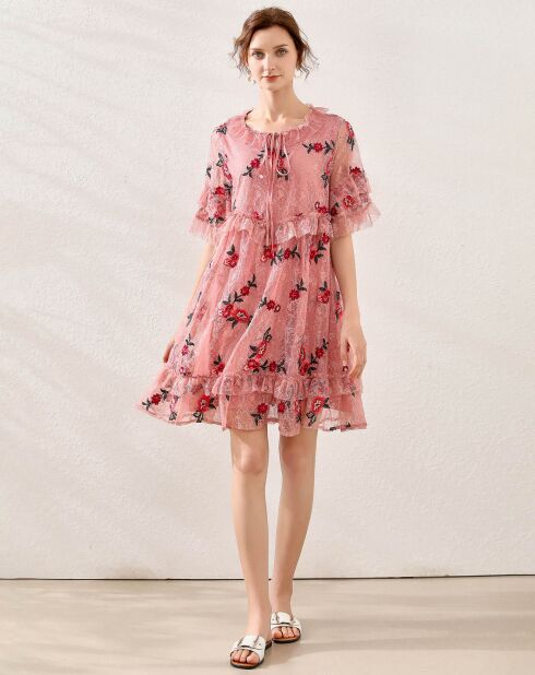Robe Sophia imprimée rose/rouge
