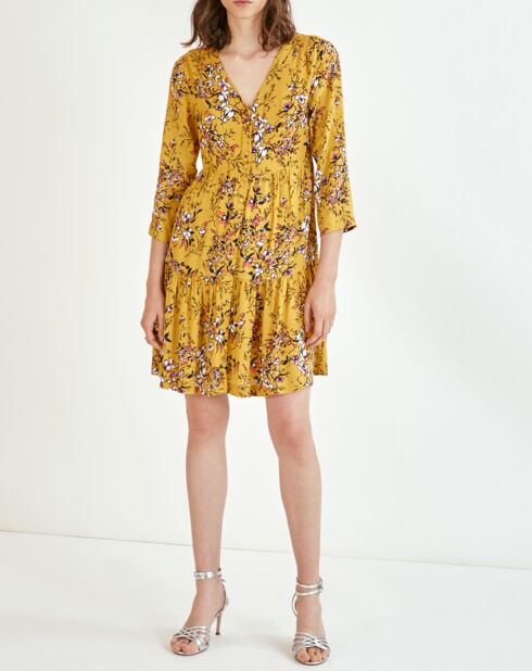 Ockerfarbenes bedrucktes Kleid Clara