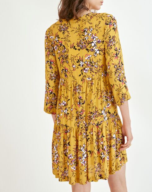 Ockerfarbenes bedrucktes Kleid Clara