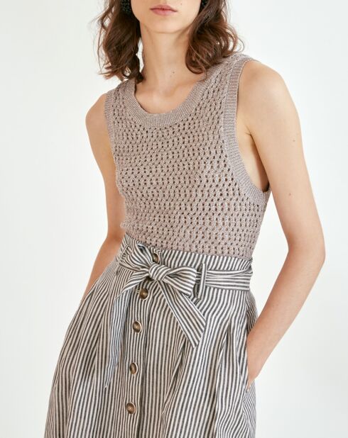 Felix schwarz-weiß gestreifter Rock aus 100% Leinen