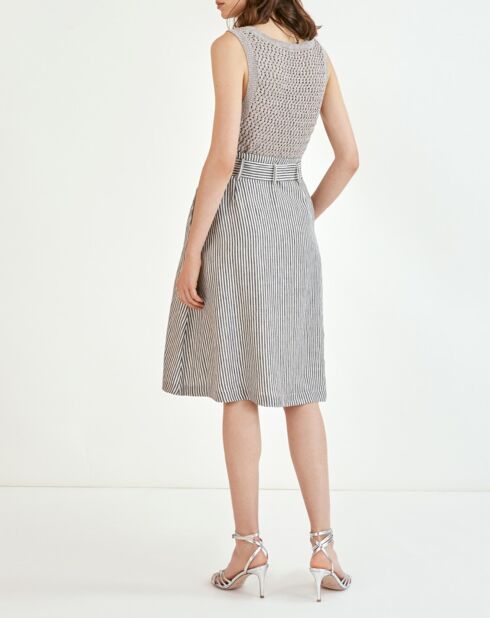 Felix schwarz-weiß gestreifter Rock aus 100% Leinen