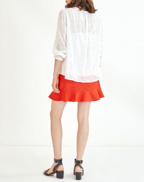 Blouse Laure brodée ton sur ton blanc cassé