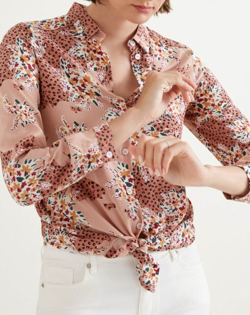 Chemise à nouer Liliane imprimée  blush