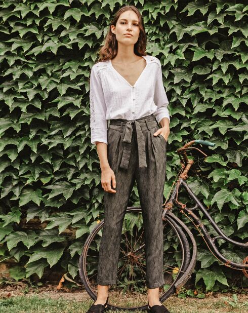 Pantalon Canisy imprimé ton sur ton kaki