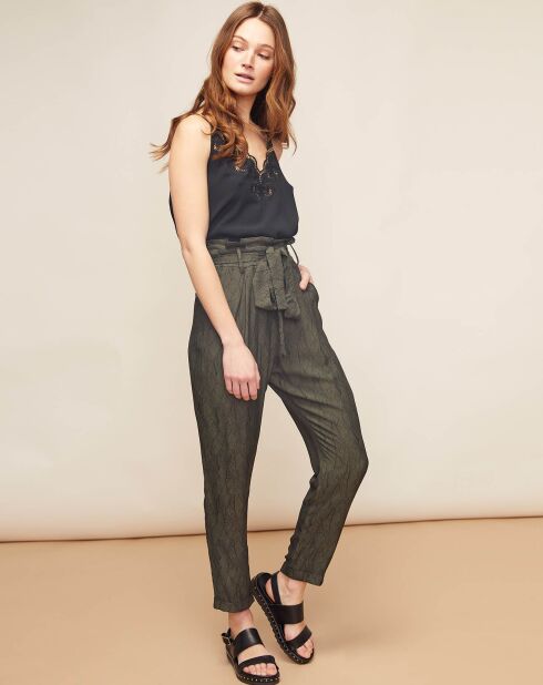 Pantalon Canisy imprimé ton sur ton kaki