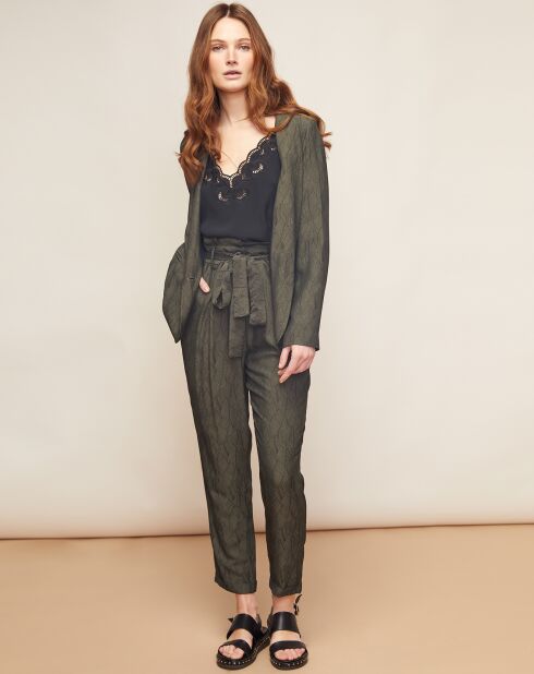 Pantalon Canisy imprimé ton sur ton kaki
