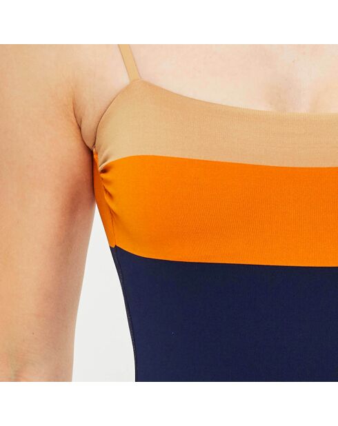 Maillot de Bain 1 pièce Pantxoa bleu/orange/beige