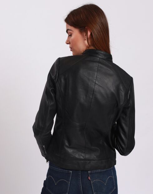 Blouson en Cuir Biker Leilou noir