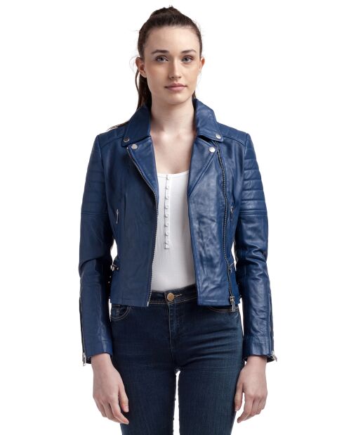 Perfecto en Cuir Leonor bleu