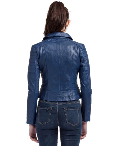 Perfecto en Cuir Leonor bleu