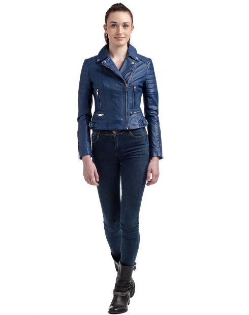 Perfecto en Cuir Leonor bleu