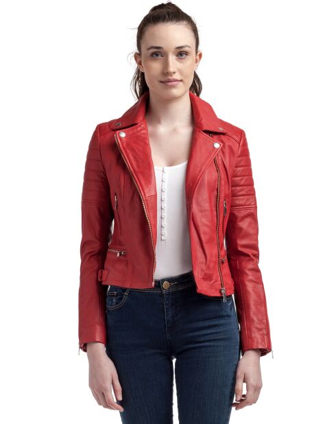 Perfecto en Cuir Leonor rouge