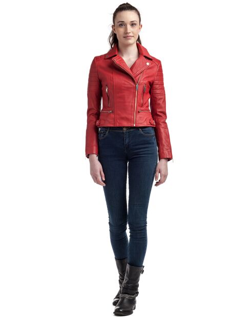 Perfecto en Cuir Leonor rouge