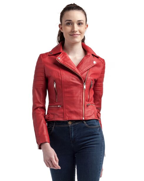 Perfecto en Cuir Leonor rouge