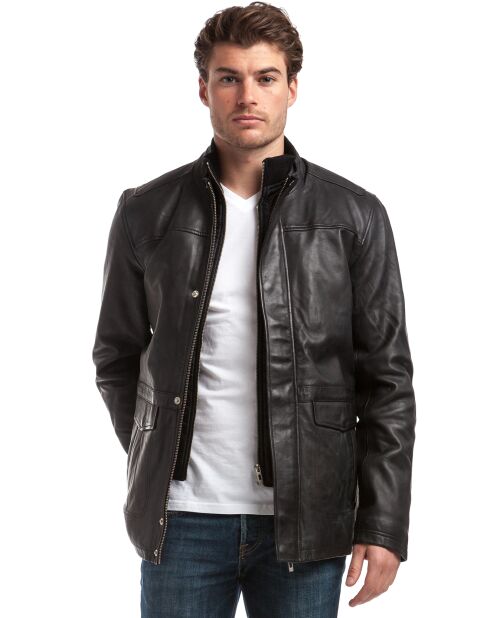 Manteau en Cuir Leger noir