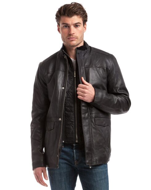 Manteau en Cuir Leger noir