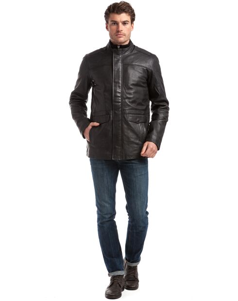 Manteau en Cuir Leger noir