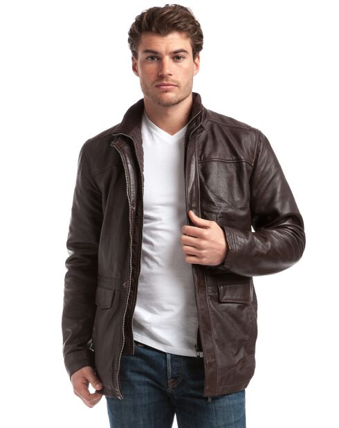 Manteau en Cuir Leger marron
