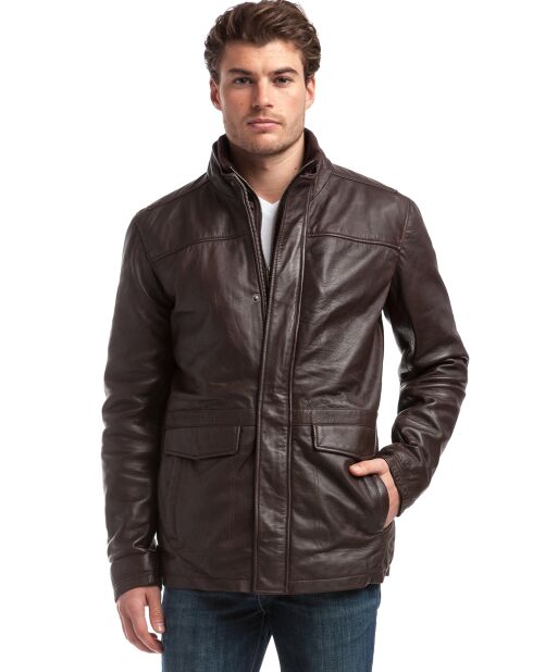 Manteau en Cuir Leger marron